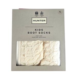 Hunter Kids Boot Socks, Kids 6Stitch Cable Knitted Cuff Boot Socks - XL, Ivory